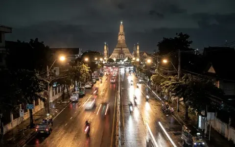 Bangkok at night, seen from an elevated traffic-camera viewpoint